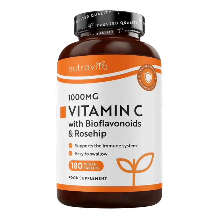 Vitamina C 1000 mg Con Bioflavonoidi e Rosa Canina 180 Compresse Vegane